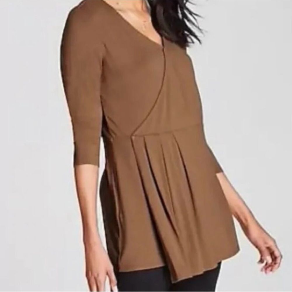 NWOT J.Jill Cross over Brown Women's Top Size Large Neutral Minimalist